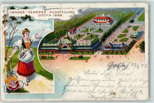 Gotha 1898 Landes- Gewerbe- Ausstellung Tracht Wappen