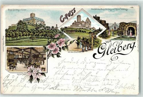 Krofdorf-Gleiberg 1897 Burg Gleiberg Ruine Gleiberg mit Brunnen Kaiser Saal