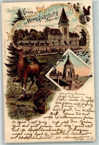 Porta Westfalica 1898 Gasthaus Wittekindsburg Hirsch Kaiser Wilhelm-Denkmal