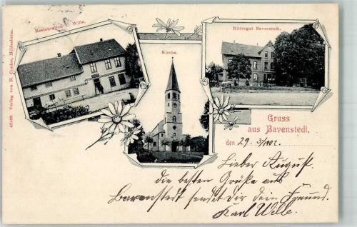 Bavenstedt 1902 Rittergut Bavenstedt Gasthaus Wille Dorfkirche