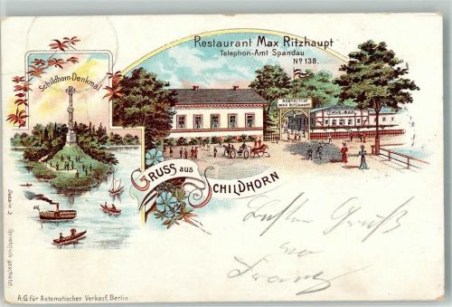 Schildhorn 1902 Gasthaus Ritzhaupt Schildhorn-Denkmal