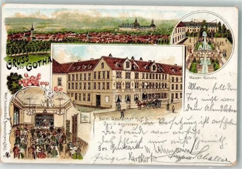 Gotha 1899 Hotel Deutscher Hof Wiener Cafe Wasser-Künste