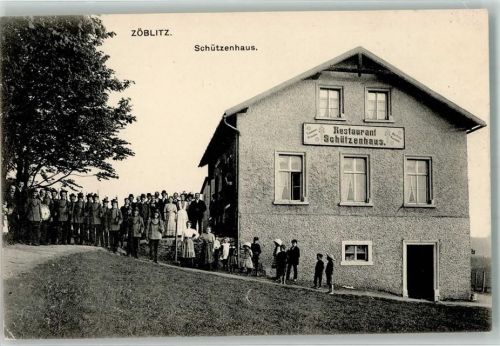 Zöblitz 1915 Gasthaus Schützenhaus Gruppenaufnahme Jäger