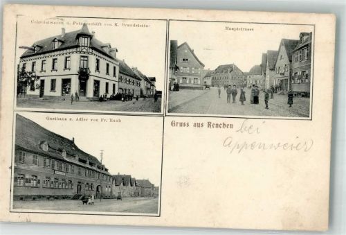 Renchen 1907 Kolonialwaren Brandstetter Hauptstraße Gasthaus zum Adler