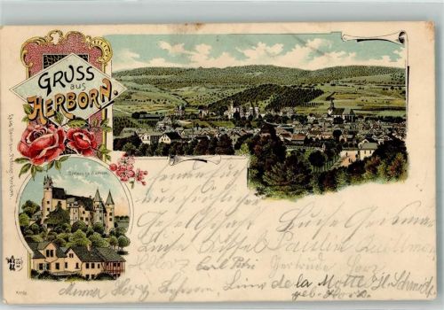 Herborn 1898 Rosen Schloß Herborn Bahnpost Köln-Frankfurt Zg. 632 Verlag Ottmar Zieher-München