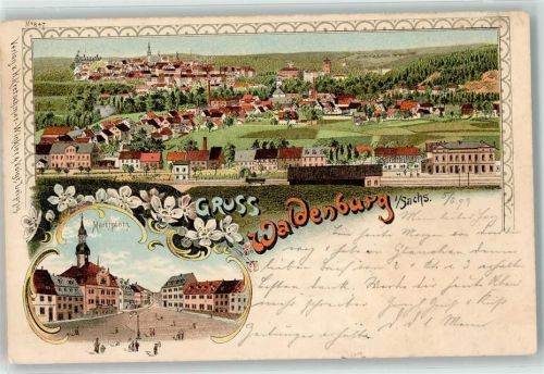 Waldenburg 1899 Marktplatz Bahnhof