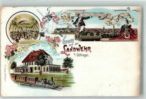 Landwehr 1907 Eule Corpsstudent Studenten-Gasthaus Ballsaal Schild und Degen Studentika
