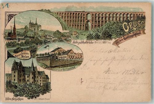 Mylau 1896 Vorläufer Göltzschthalbrücke Schloß Netzschkau Gasthaus zum Göltzschthal Kaiser-Schloß Mylau