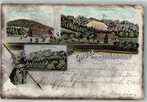 Kurort Jonsdorf 1901 Wanderutensilien Nonnenfelsen Mühlsteinbrüche Gasthaus zum Schweizertal