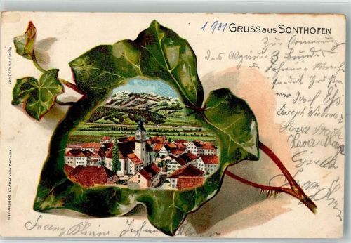 Sonthofen 1901 Prägedruck Blatt Stadtkirche St. Michael