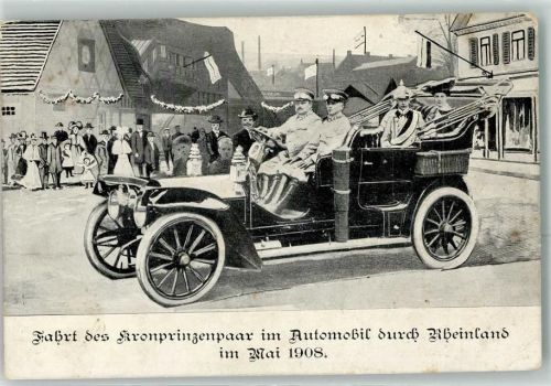 Elberfeld Fahrt des Kronprinzenpaar im Automobil durch Rheinland Mai 1908 Ort lt. Stempel