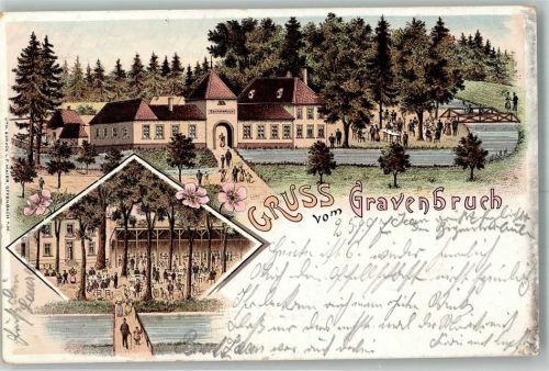 Gravenbruch 1897 Gasthaus zu Gravenbruch Gartenwirtschaft Gasthausstempel