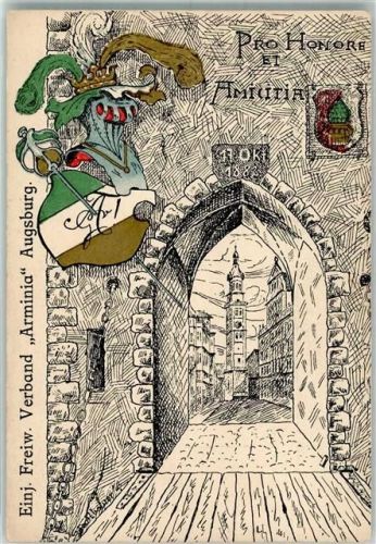 Augsburg Einjährigen Freiw. Verband Arminia + Rückseite Stempel
