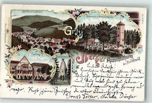 Bad Grund 1898 Kaiserdenkmal Kurhaus Gasthaus zu den Gletscherköpfen Iberger Aussichtsturm
