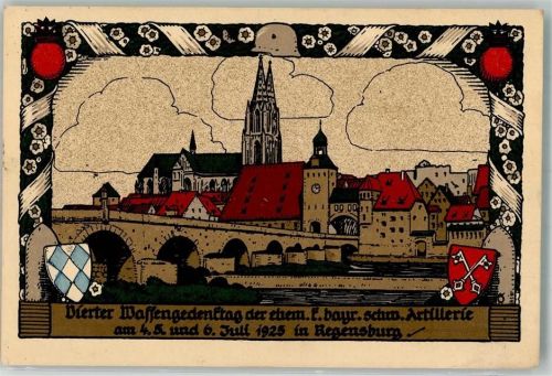 Regensburg 1925 Vierter Waffengedenktag der ehem. bayr. schw. Artillerie 1925 Wappen Riss