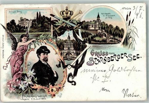 Starnberg 1896 Starnberger-See Engel König Ludwig II - Der Märchenkönig Krone Votivkapelle Schloßpark