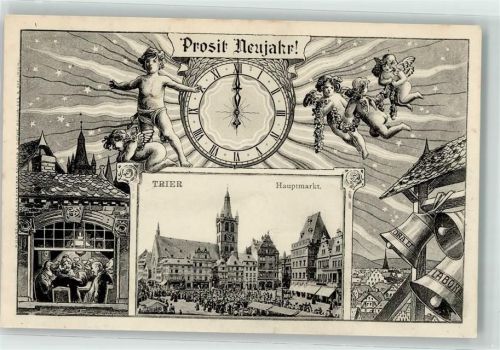 Trier Hauptmarkt Marktszene Engel Uhr Glocken