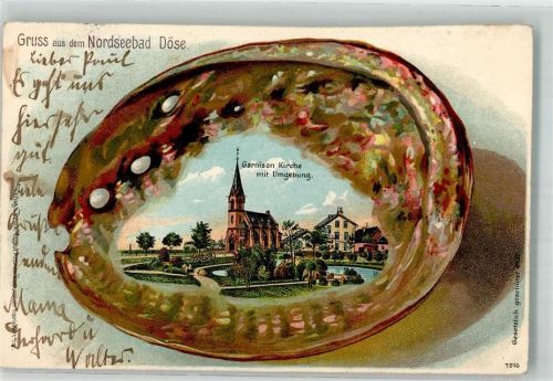 Döse 1906 Passepartout Muschel Garnision-Kirche