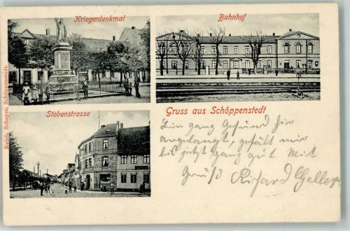 Schöppenstedt 1905 Kriegerdenkmal Bahnhof Stobenstraße
