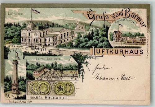 Barmen 1907 Luftkurhaus Sport- und Spielplatz Toelle-Turm Bahnhof