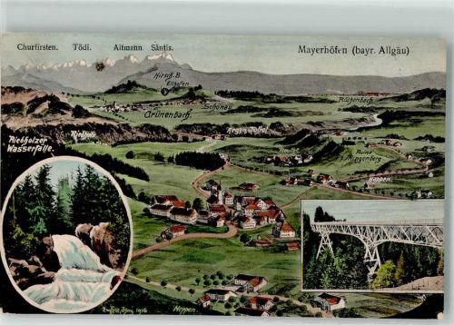Maierhöfen Alpen Riebholzer Wasserfälle Eisenbahnbrücke Atelier Eug. Felle-Isny