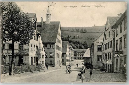 Furtwangen 1913 Dorfstraße Rathaus Gasthaus zum Ochsen