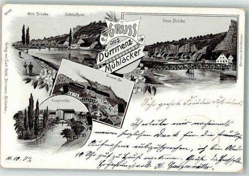 Dürrmenz 1907 Alte Brücke Kunstmühle Neue Brücke Brauerei Leo