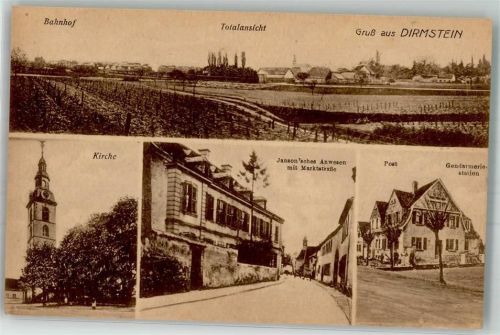 Dirmstein 1919 Bahnhof Kirche Gendarmeriestation Post