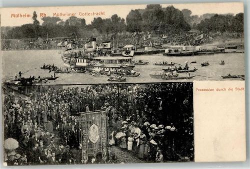 Mülheim 1915 Prozession Mülheimer Gottestracht Rhein