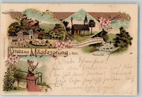 Mägdesprung 1899 Hotel Mägdesprung Freundschafts-Klippe Schutzhütte Wasserfall