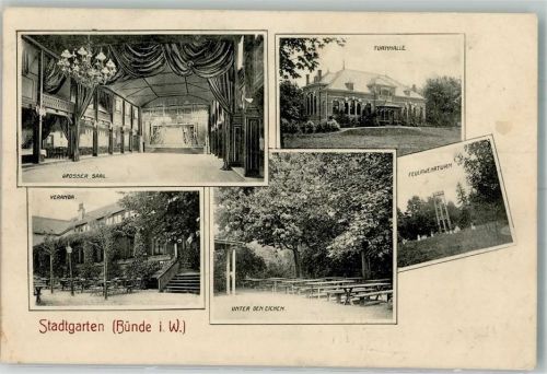 Bünde Gasthaus Stadtgarten Großer Saal Veranda Turnhalle Feuerwehrturm