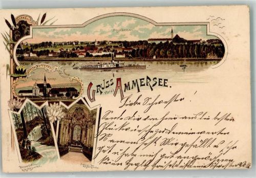 Dießen 1906 Beyerdiessen Klostergarten Wasserfall Kirchenaltaransicht Ammersee Salondampfer