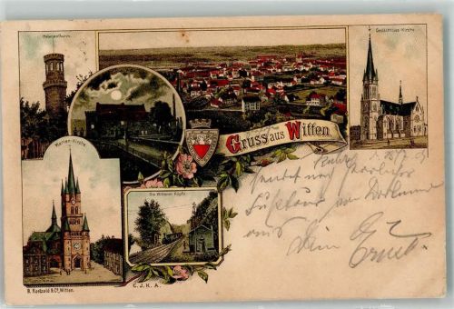 Witten 1901 Helenturm Gedächtniskirche Wittener Köpfe Marien-Kirche Wappen