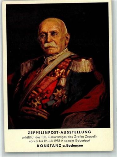 Konstanz 1938 Zeppelinpost-Ausstellung 100. Geburtstag + SST