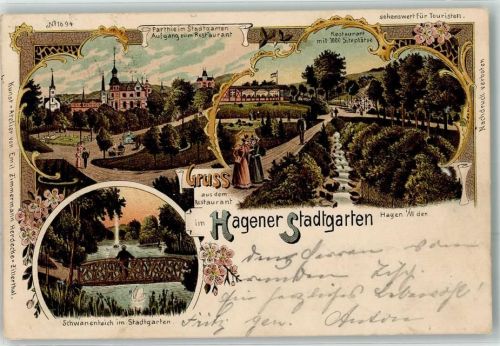Hagen 1899 im Stadtgarten Schwanenteich Gasthaus