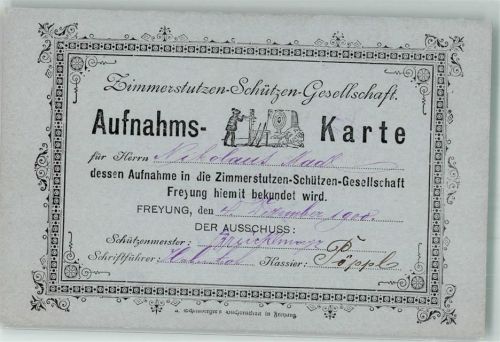 Freyung 1900 Ephemera Zimmerstutzen Aufnahme Karte