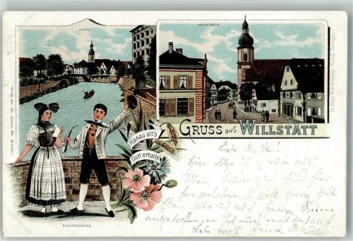 Willstätt 1897 Bauerntrachten Hauptstraße Tabakspfeife