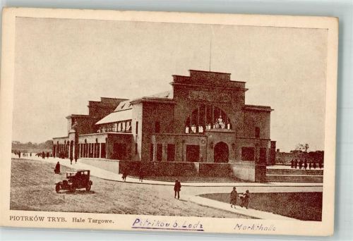 Petrikau Piotrków Trybunalski 1939 Foto AK Markthalle Auto