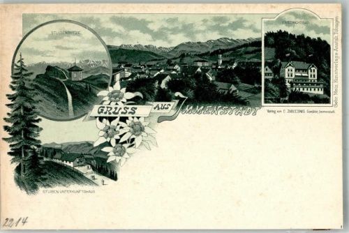 Immenstadt Lithographie Unterkunftshaus Stuibenspitze Friedrichsbad Edelweiß
