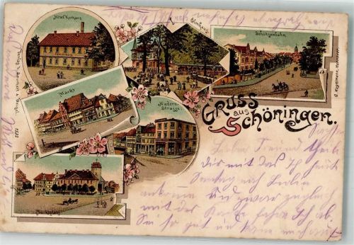 Schöningen 1899 Hotel Kurhaus Markt Niedern-Straße Schützenbahn