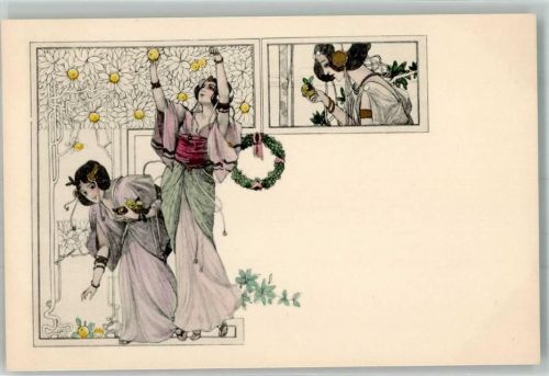1900 Pallas Athene Mythologie Frauen pflücken Früchte