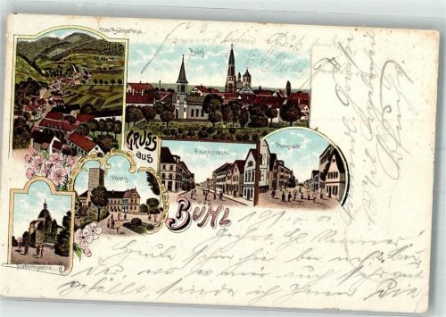 Bühl 1901 Hauptstraße Friedhofkapelle Yburg Ober-Bühlertal Erh. II