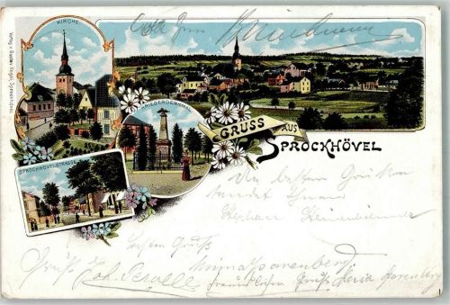 Sprockhövel 1904 Lithographie Kriegerdenkmal Sprockhövel-Stra0e Kirche