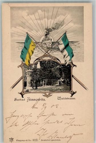 Zinnowitz 1902 Flaggen Waldstraße Litfaßsäule Erh. II-Stauchung