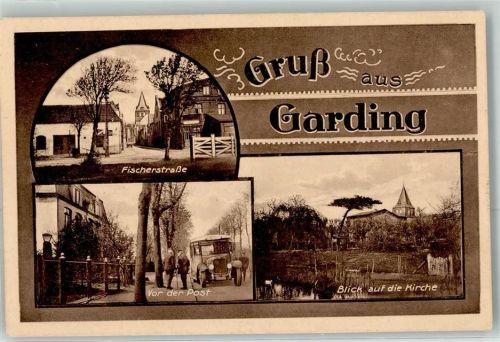 Garding Fischerstraße Post Kirche Auto Gruss