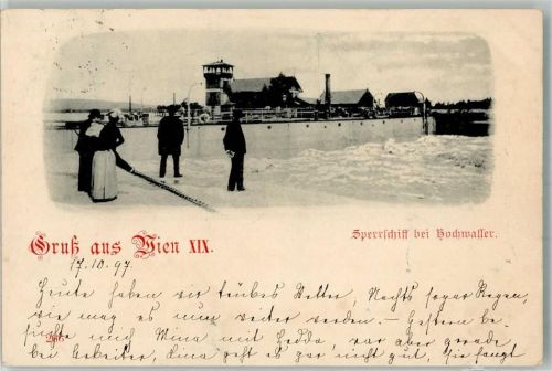 1190 Wien 19. Bezirk, Döbling 1897 - Sperrschiff bei Hochwasser