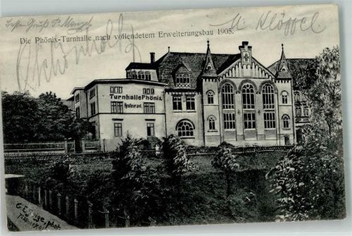 Pößneck 1905 Phönix-Turnhalle nach dem Erweiterungsbau 1905 Ort lt. Fotograf
