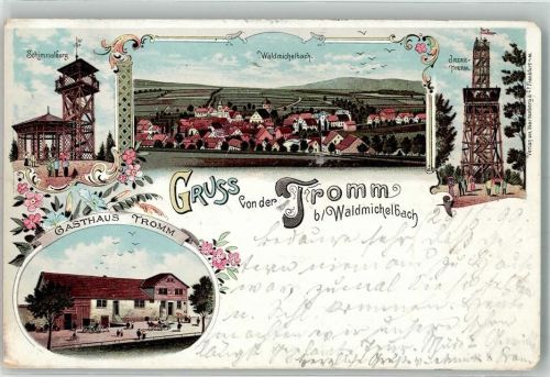 Wald-Michelbach 1899 Bahnpost Fürth Weinheim Zug 10 29.6.99 Schimmelberg Ireneturm