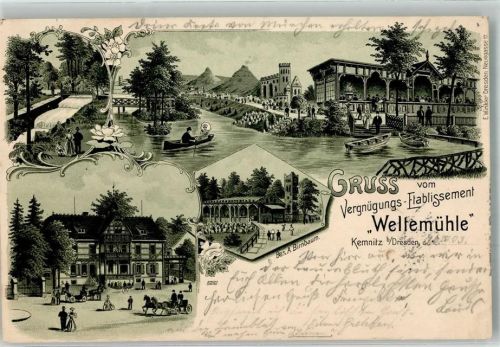 Cotta 1903 Vergnügungs Etablissement Weltemühle Kemnitz