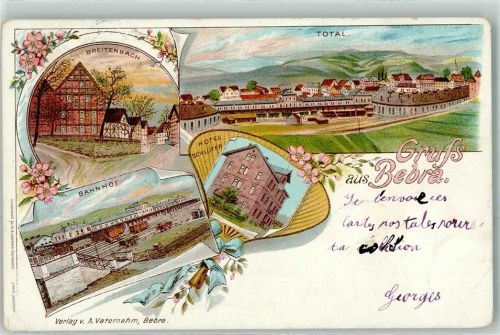 Bebra 1898 Breitenbach Bahnhof Eisenbahn Hotel Schlüter